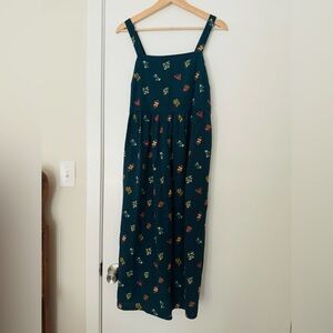 Floral linen-blend midi dress